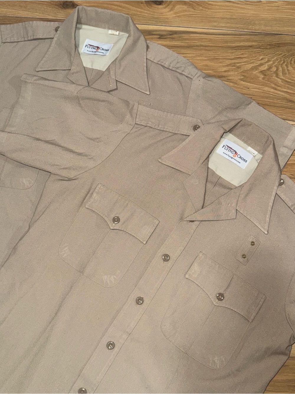 US Navy Men’s CPO Chief Officer Khaki Uniform Shirt Cotton sz. M Lot of 2 Bundle